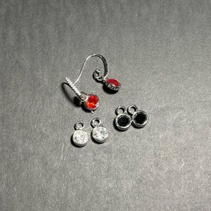 Origami Owl earring set- colors; red, black and white